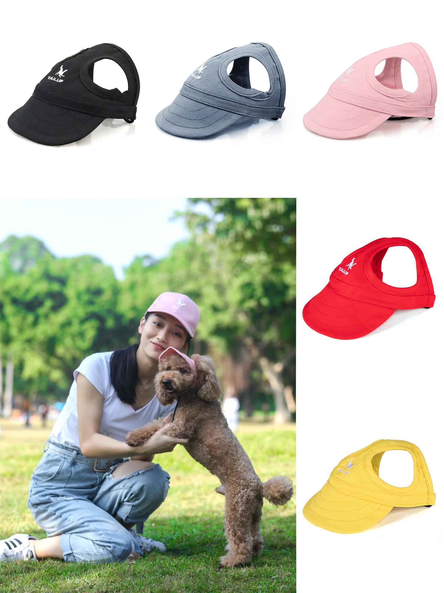 Adjustable Pet Dog Baseball Hat With Ear Holes Cute Travel Sun Cap For Outdoor Sport 3