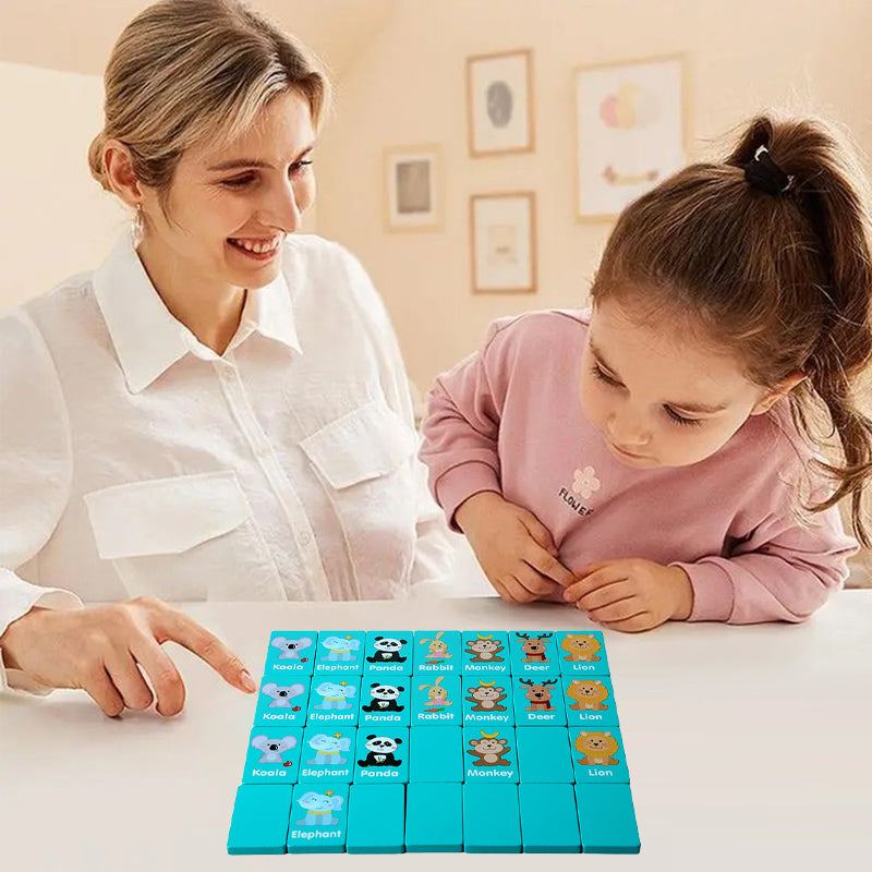 Seaside Escape Kid Blocks Wooden Mahjong Memory Solitaire Game, Fun Family Matching Puzzle Toy