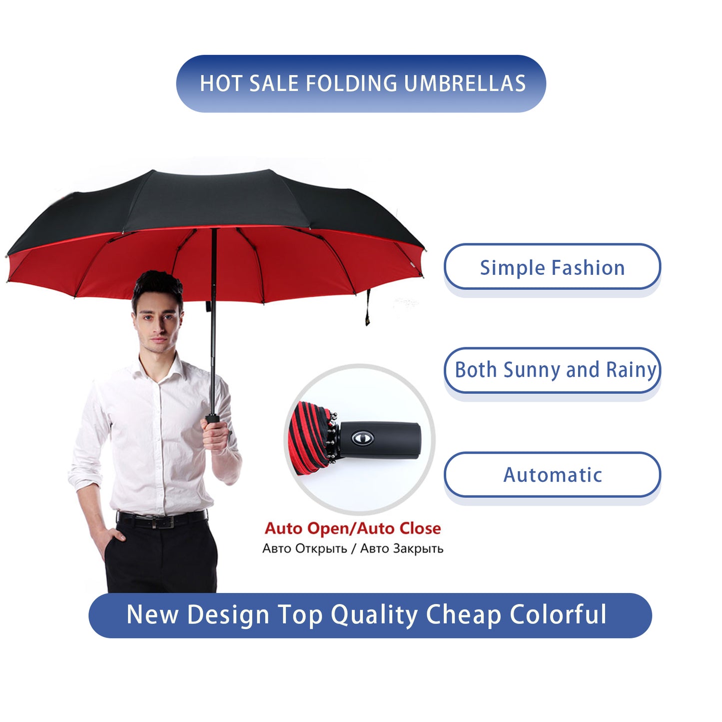 Windproof Double Layer Fully Automatic Umbrella, Durable & Resistant