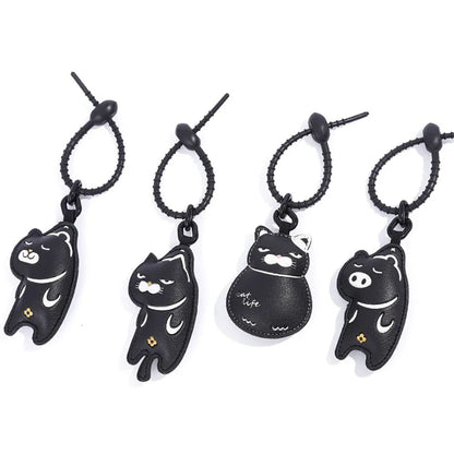 Expression Cat Keychain  Cute Cartoon Leather Pendant For Girls Car Key Ring  Bag Accessory Ideal G 3