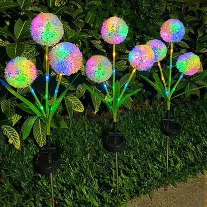 LED Solar Outdoor Dandelion Lights Colorful Scallion Ball Garden Lawn Lights For Patio Walkway  Yar 1