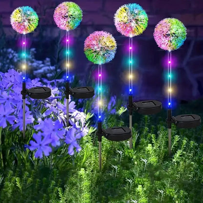 LED Solar Outdoor Dandelion Lights Colorful Scallion Ball Garden Lawn Lights For Patio Walkway  Yar 4
