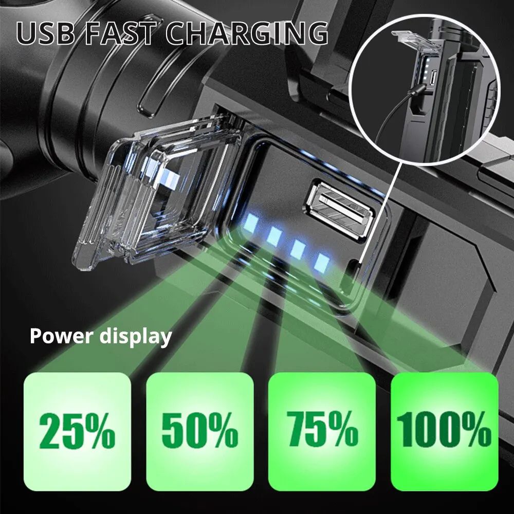 Rechargeable High Power LED Flashlights Ultra Long Lighting Distance Searchlight Powerful Torch Lam 3