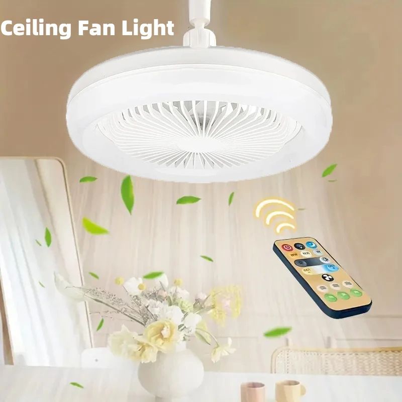 Modern Ceiling Fan With Remote Control Lighting Base, Dual Function Fan & Light Fixture for Bedroom and Living Space