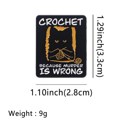 Cute Black Cat Enamel Pin  Crochet Badge For Backpack Hat Collar Lapel Womens Brooch  Cosplay Acces 4