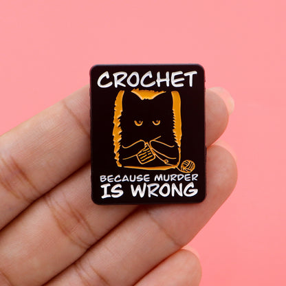Cute Black Cat Enamel Pin, Crochet Badge for Backpack, Hat, Collar, Lapel – Women's Brooch & Cosplay Accessory
