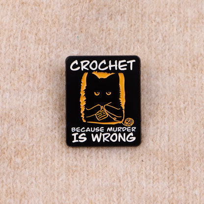 Cute Black Cat Enamel Pin  Crochet Badge For Backpack Hat Collar Lapel Womens Brooch  Cosplay Acces 3