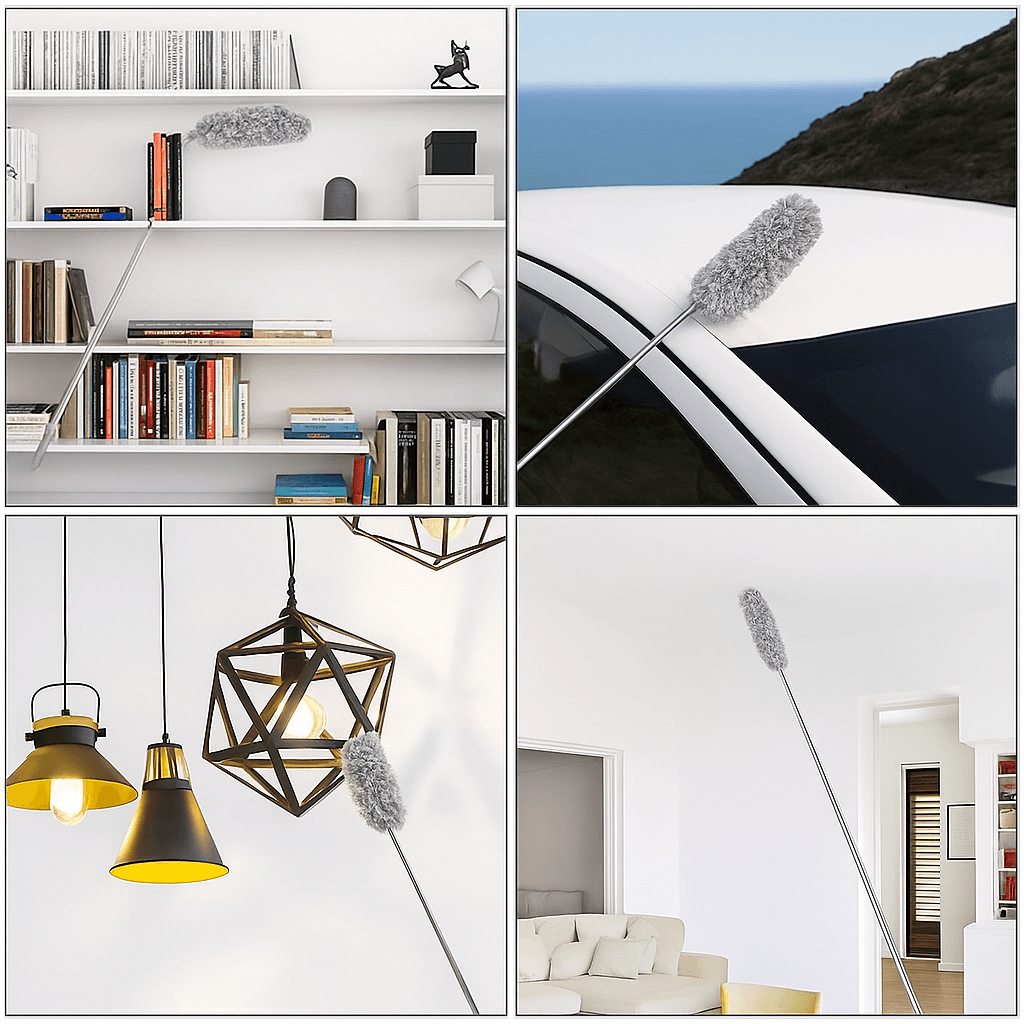 Adjustable Telescopic Microfiber Duster Brush Flexible, Long-Reach Cleaning Tool for Cars, Furniture & Gaps
