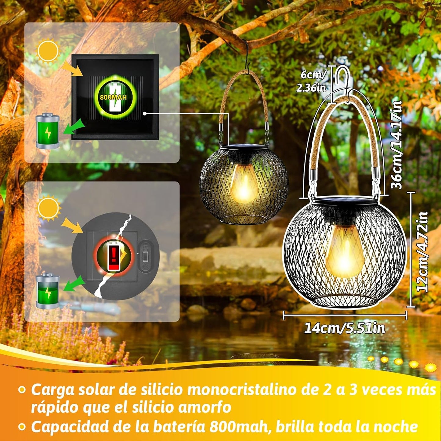 LumiGlow Solar Hanging Lantern  Waterproof Decorative Outdoor Light For Garden Patio  Yard 3