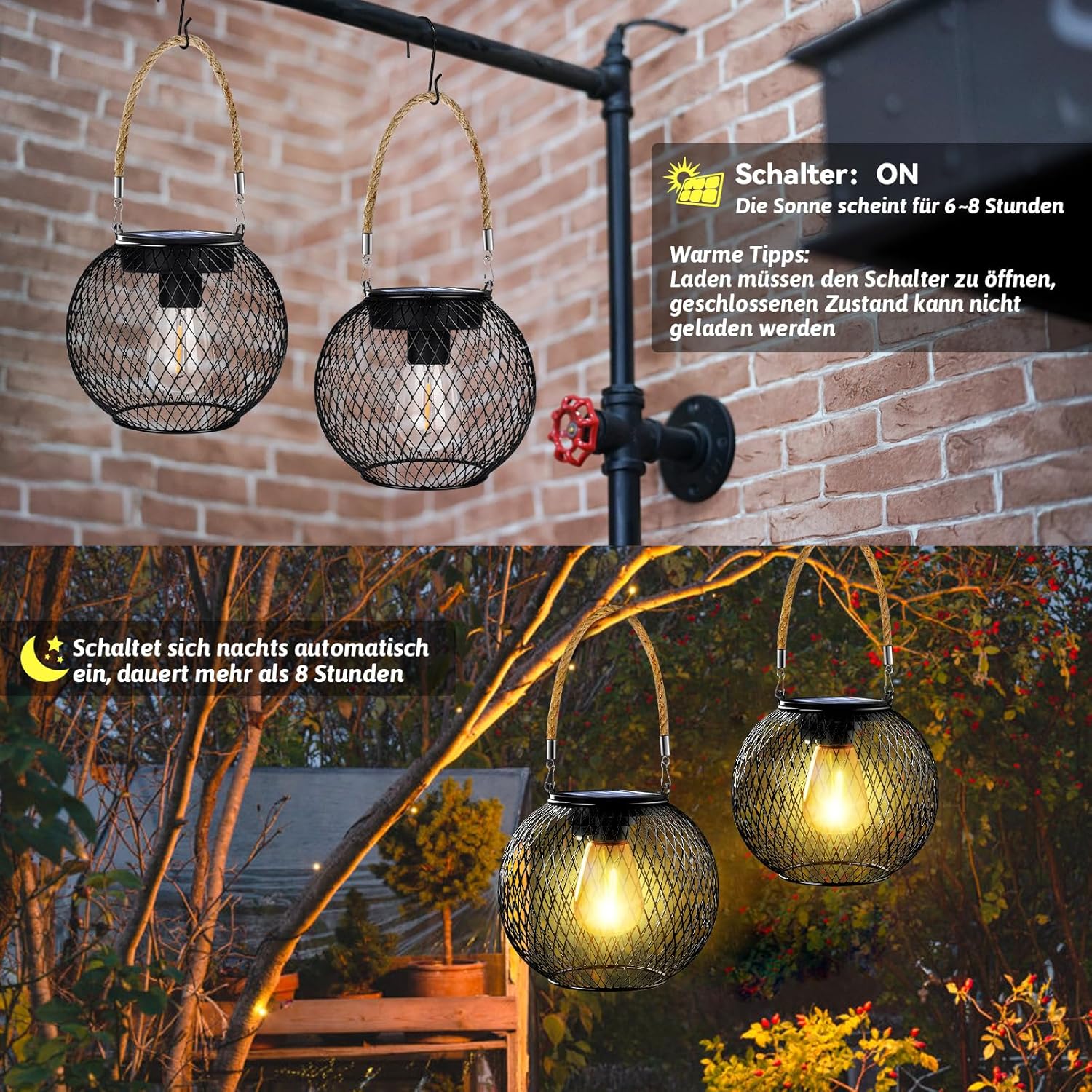 LumiGlow Solar Hanging Lantern  Waterproof Decorative Outdoor Light For Garden Patio  Yard 4