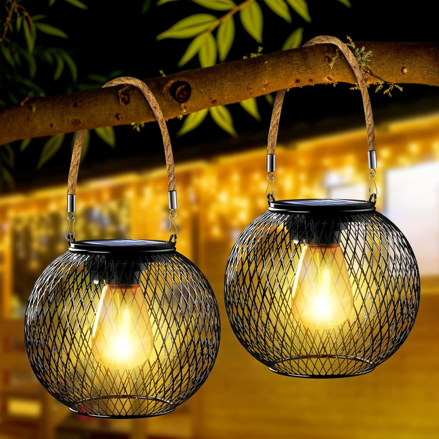 LumiGlow Solar Hanging Lantern  Waterproof Decorative Outdoor Light For Garden Patio  Yard 5