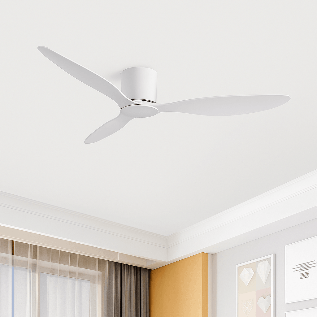 42/52-Inch Modern Ceiling Fan Without Light – DC Motor, Remote-Controlled Low-Profile Design