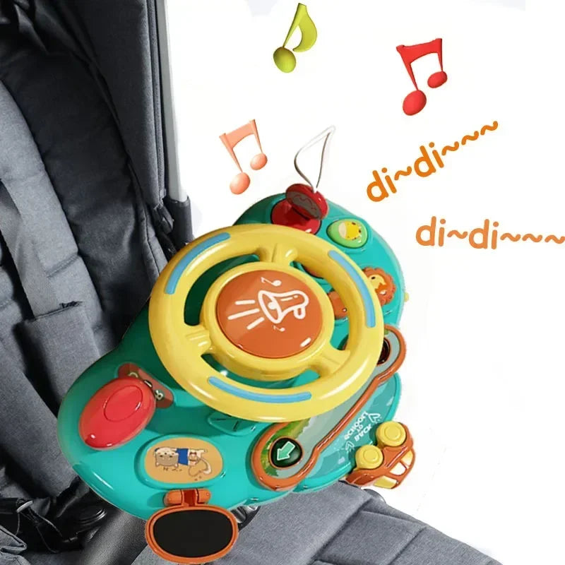 Electric Baby Toy Simulated Driving Car Copilot Steering Wheel Stroller Educational Toy For Toddler 1