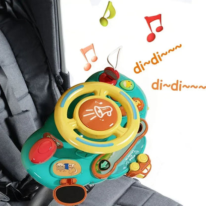 Electric Baby Toy Simulated Driving Car Copilot Steering Wheel Stroller Educational Toy For Toddler 1