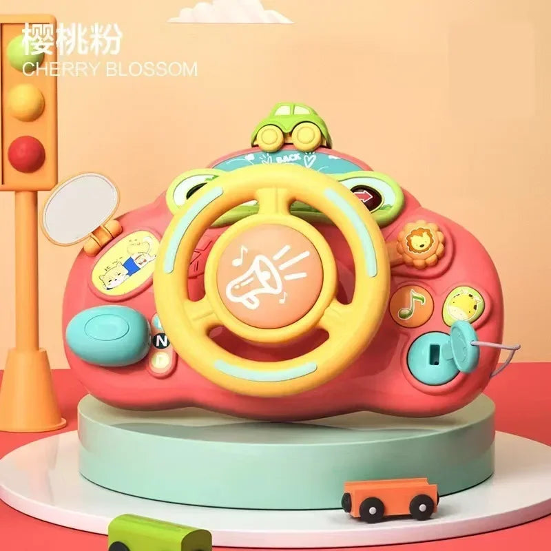 Electric Baby Toy Simulated Driving Car Copilot Steering Wheel Stroller Educational Toy For Toddler 6