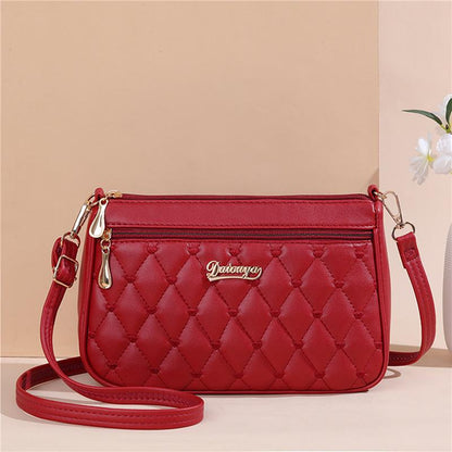 Elegant Embroidered Messenger Bag Stylish Women Leather Shoulder Handbag With Charm Accent 9