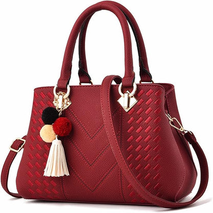 Elegant Embroidered Messenger Bag Stylish Women Leather Shoulder Handbag With Charm Accent 3