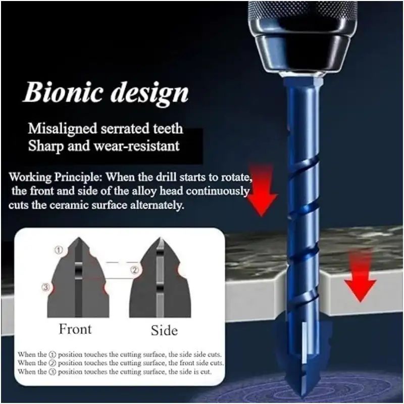 High Hardness Eccentric Drill Bit Set Precision Drilling For Glass Tile Ceramic Rock And Slabs With 3
