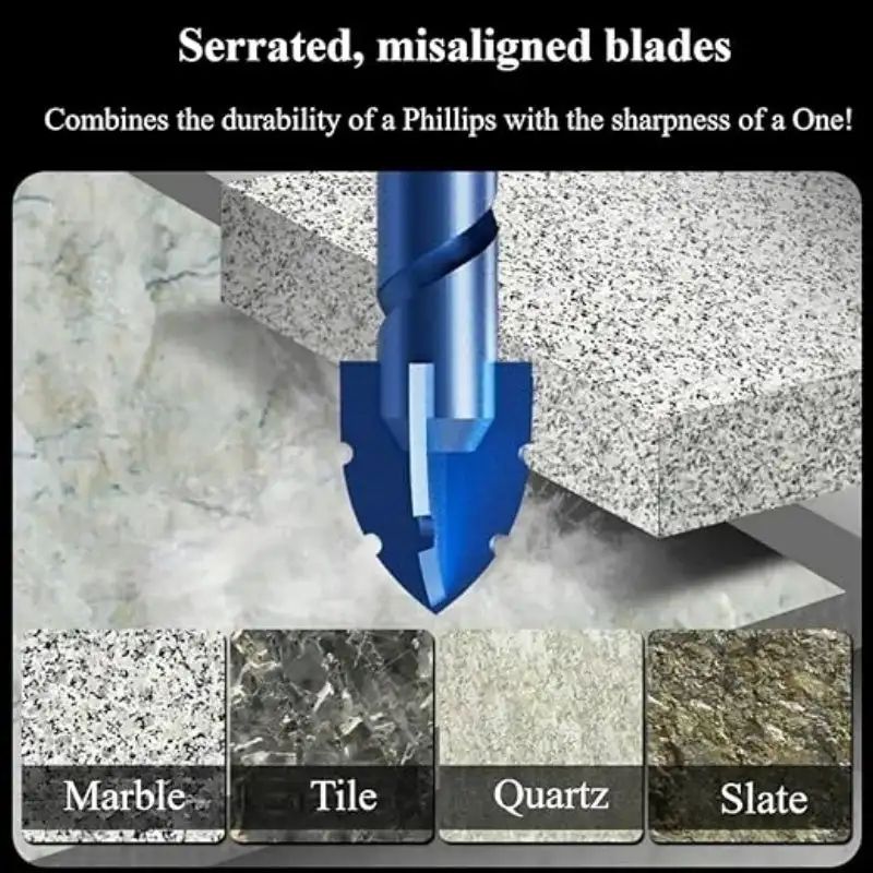 High Hardness Eccentric Drill Bit Set Precision Drilling For Glass Tile Ceramic Rock And Slabs With 4