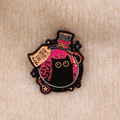 Cute Black Cat Enamel Pin Animal Brooch Lapel Pins for Backpack, Clothing & Witch Jewelry Halloween Gifts