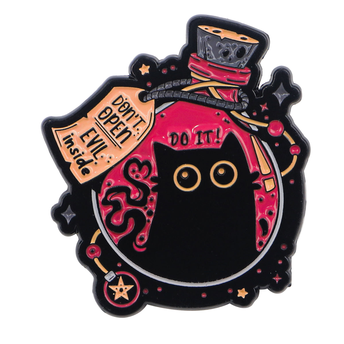 Cute Black Cat Enamel Pin Animal Brooch Lapel Pins for Backpack, Clothing & Witch Jewelry Halloween Gifts