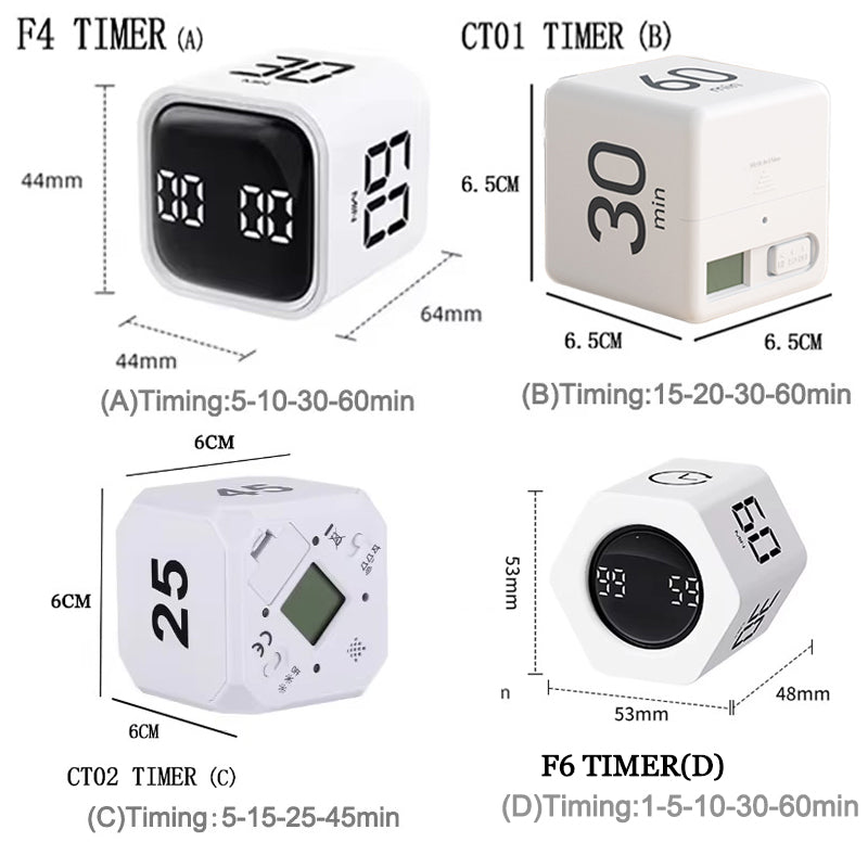 Mini Cube Timer Flipping Gravity Sensor Countdown With LED Display  Dual Modes For Work Or Kitchen 2