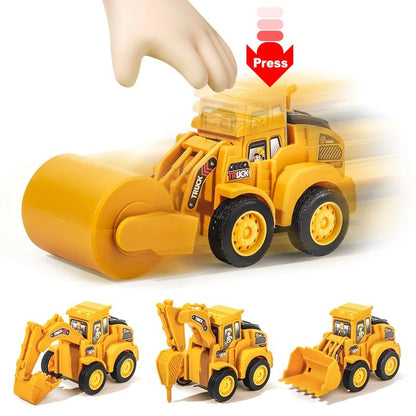 Engineering Vehicle Toy Set Press Sliding Excavator & Bulldozer Model for Kids, Boys – Educational Construction Car Gift