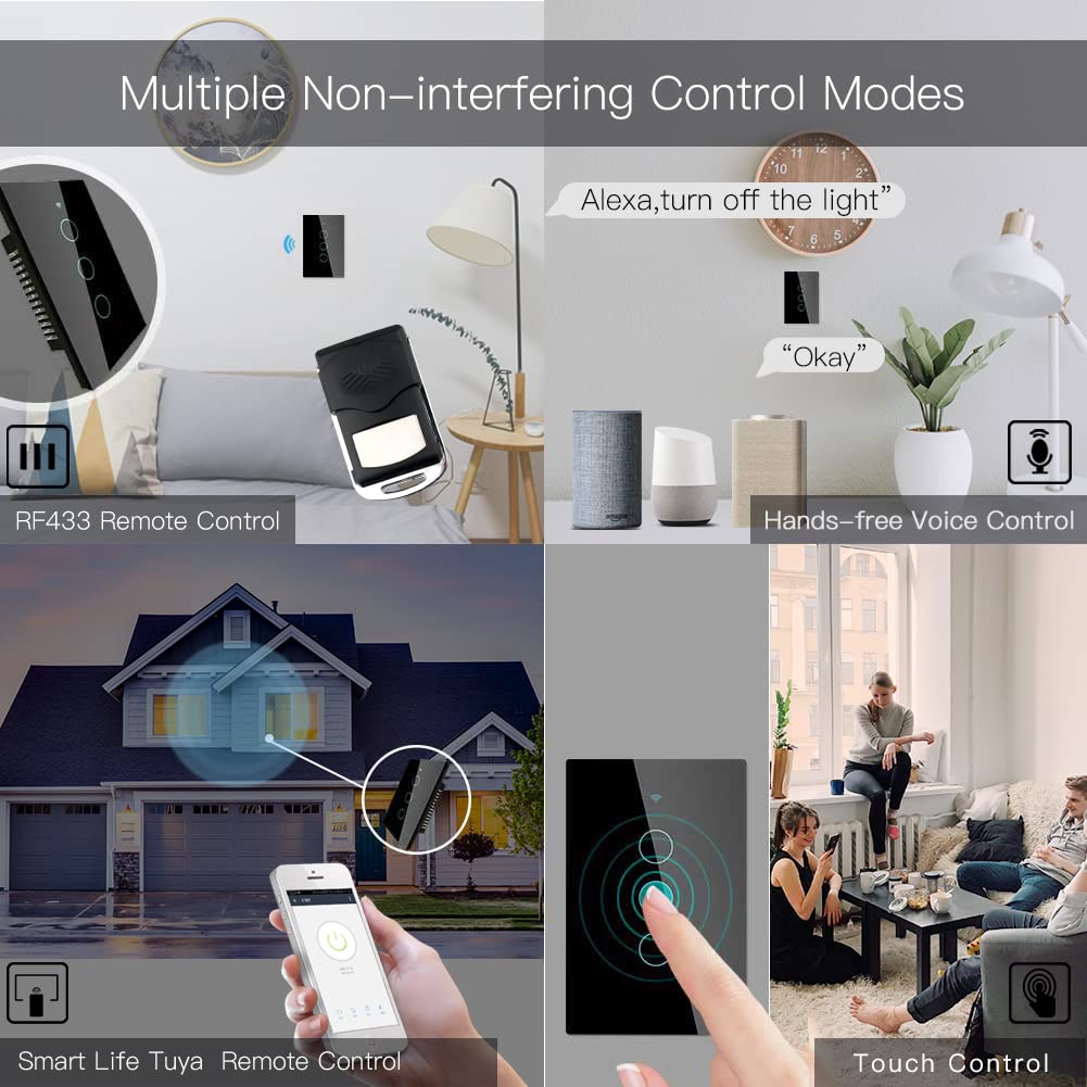 Tuya Smart WiFi Touch Light Switch  No Neutral Required Alexa  Google Home Compatible 10