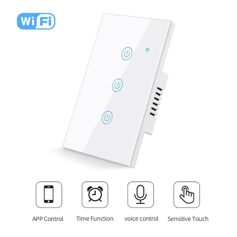 Tuya Smart WiFi Touch Light Switch – No Neutral Required, Alexa & Google Home Compatible