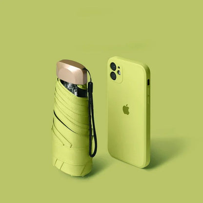 Mini Sun Umbrella Pocket Rain Umbrella Vinyl Folding UV Protection Travel Parasol Capsule, Compact Sun Shade Gift