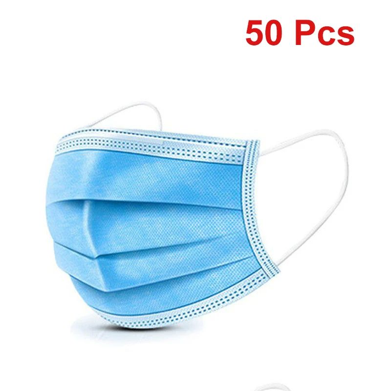 Masks 3-Layer Disposable Face Masks with Melt Blown Cloth Black Anti-Dust Protective Mouth Mask with Earloop Mascarillas