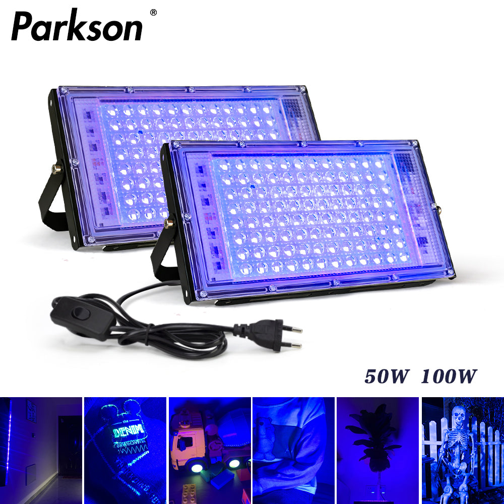 Waterproof LED UV Blacklight 50W/100W, Ultraviolet Floodlight for Stage Lighting & Glow Parties