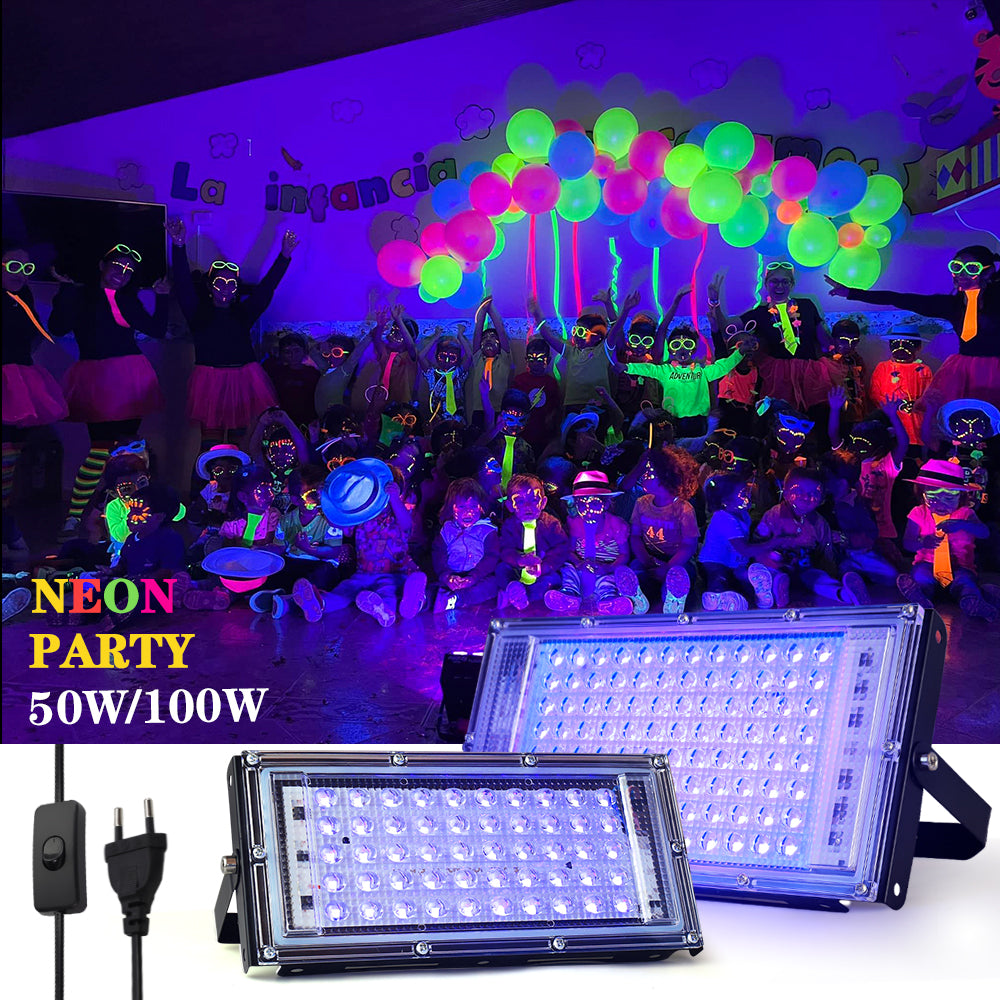 Waterproof LED UV Blacklight 50W100W Ultraviolet Floodlight For Stage Lighting  Glow Parties 4