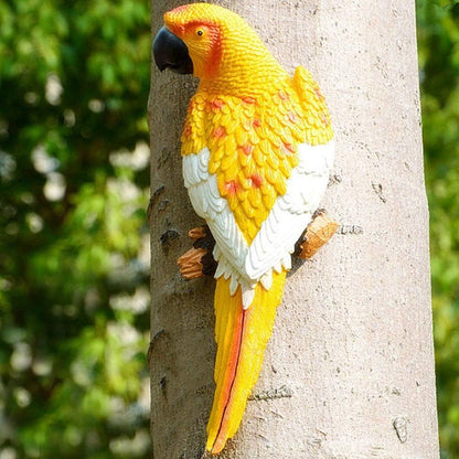 Whimsical Resin Parrot Wall Sculpture  Garden  Home TreeMounted Decoration 4