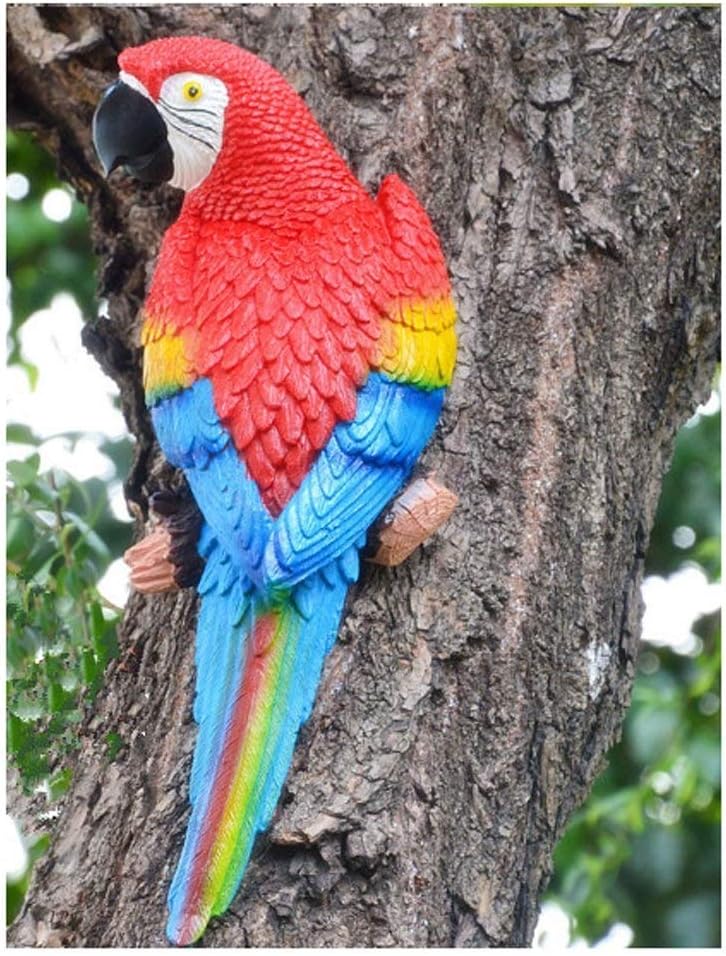 Whimsical Resin Parrot Wall Sculpture  Garden  Home TreeMounted Decoration 1
