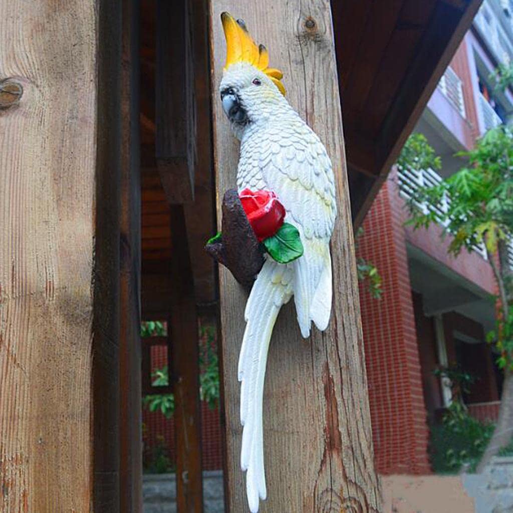 Whimsical Resin Parrot Wall Sculpture  Garden  Home TreeMounted Decoration 6