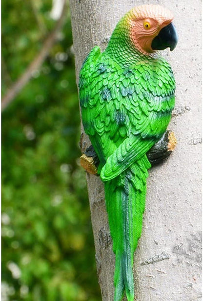 Whimsical Resin Parrot Wall Sculpture  Garden  Home TreeMounted Decoration 11