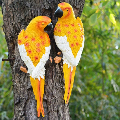 Whimsical Resin Parrot Wall Sculpture  Garden  Home TreeMounted Decoration 5