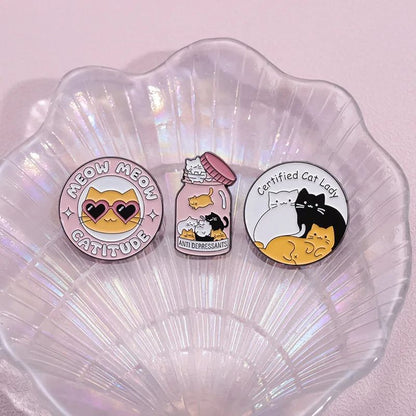 Jar AntiDepressants Cats Badge Bottle Mental Health Enamel Pin Brooch For Certified Cat Lady With M 2
