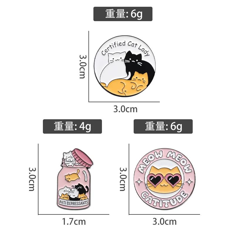 Jar AntiDepressants Cats Badge Bottle Mental Health Enamel Pin Brooch For Certified Cat Lady With M 5