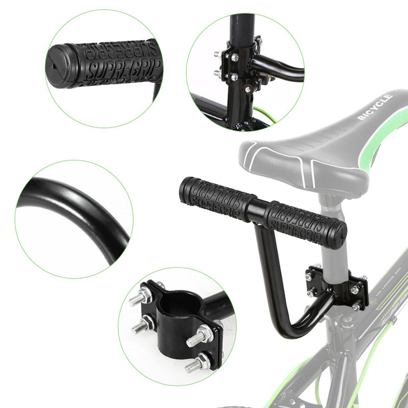 Soft Bicycle Rear Seat for Kids Adjustable Child Bike Seat with Backrest, Handle, Armrest & Footrest Pedals