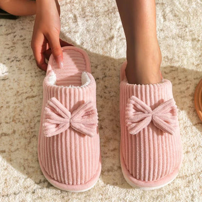 Fashion Women Bow Slippers Lightweight Comfortable  Soft Warm Indoor Footwear For FallWinter Home U 4