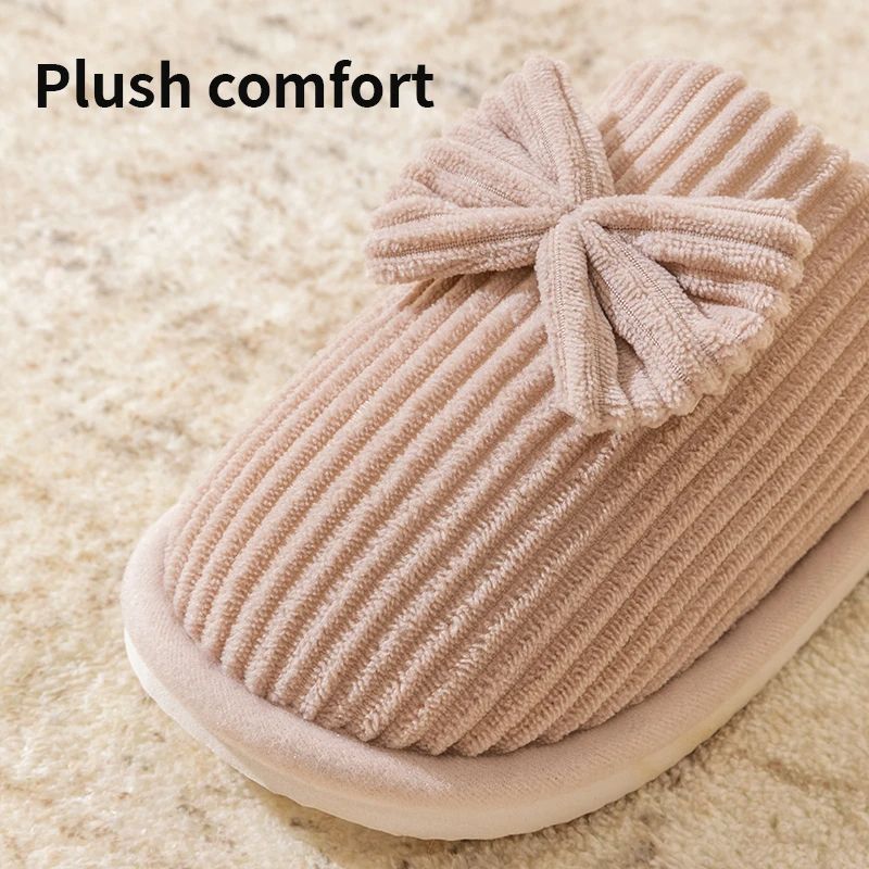 Fashion Women Bow Slippers Lightweight Comfortable  Soft Warm Indoor Footwear For FallWinter Home U 1