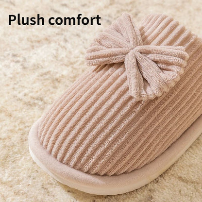 Fashion Women Bow Slippers Lightweight Comfortable  Soft Warm Indoor Footwear For FallWinter Home U 1