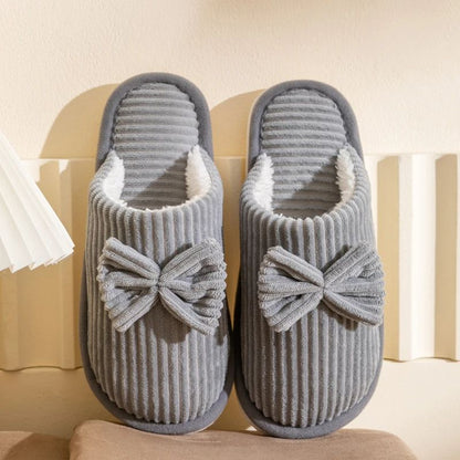 Fashion Women Bow Slippers Lightweight Comfortable  Soft Warm Indoor Footwear For FallWinter Home U 6