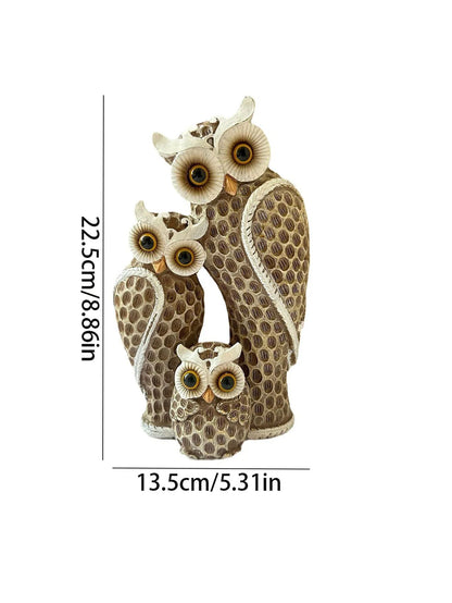 1pc Resin Owl Family Animal Decoration  Elegant Home Decor For Living Room Bookshelf Wine Cooler An 2