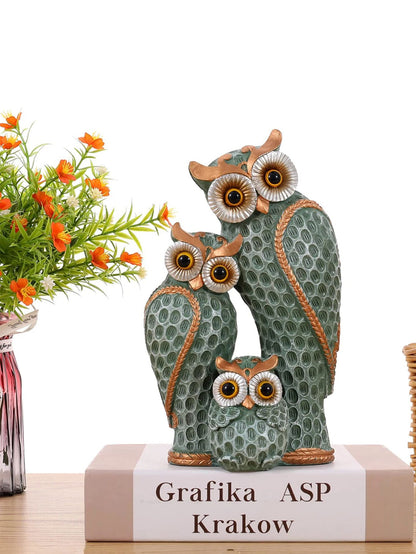 1pc Resin Owl Family Animal Decoration  Elegant Home Decor For Living Room Bookshelf Wine Cooler An 3