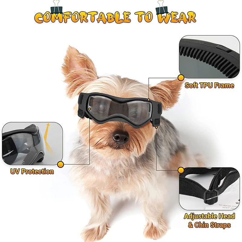 UV Protection Dog Sunglasses Soft Adjustable Pet Goggles For Small Medium Breeds Comfortable Puppy  1