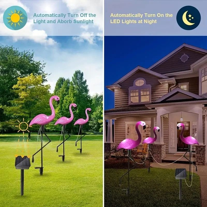 Outdoor Solar Flamingo Garden LED Stake Lights Waterproof Pathway Lawn Yard Landscape Decorative Li 3