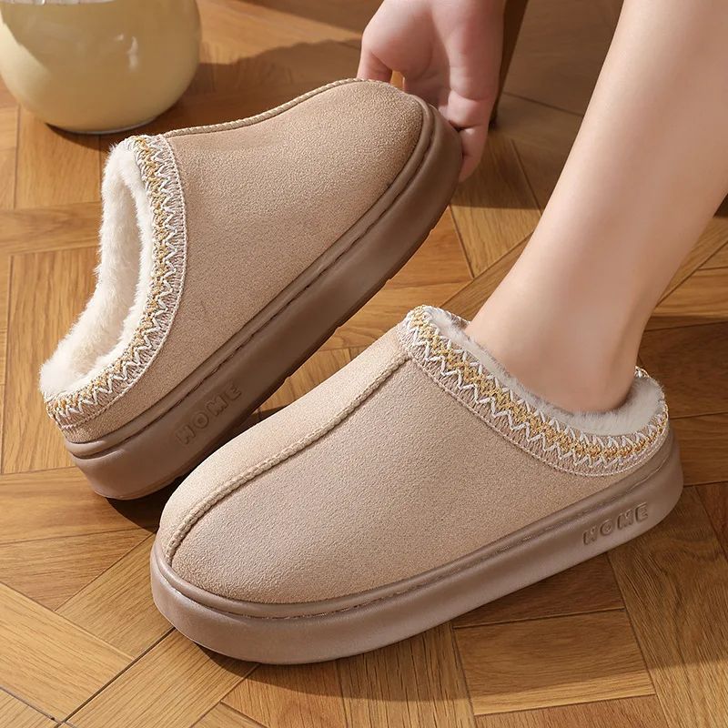 New Fluffy Slippers For Women Plush Winter House Flats Elegant Designer Casual Footwear Large Sizes 2